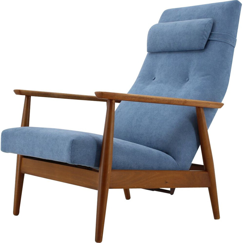 Vintage Beech Reclining Easy Chair Danish 1960s