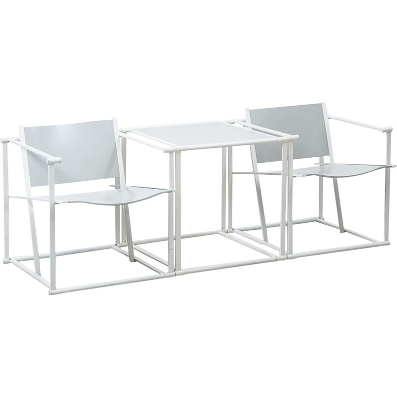 "FM61" Grey cube chair and table set, Radboud VAN BEEKUM - 1984