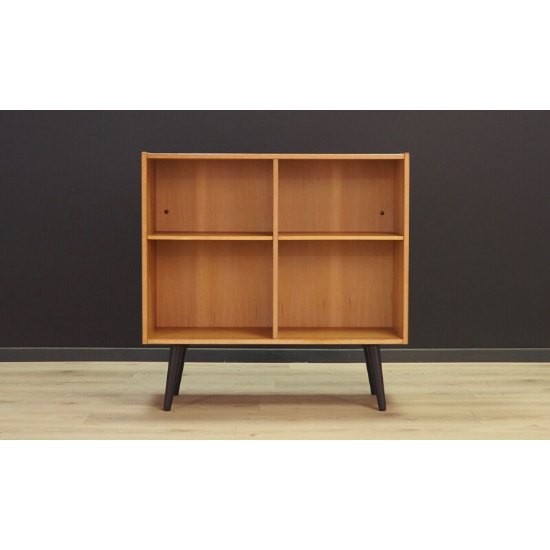 Vintage bookcase library ash veneer Scandinavian 1970