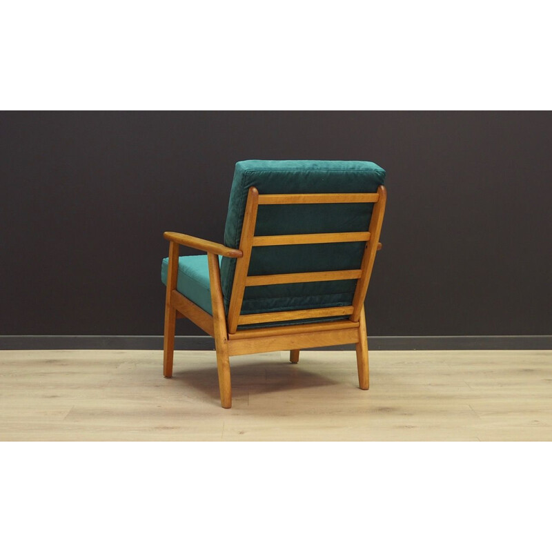 Vintage green armchair velour, Danish 1970