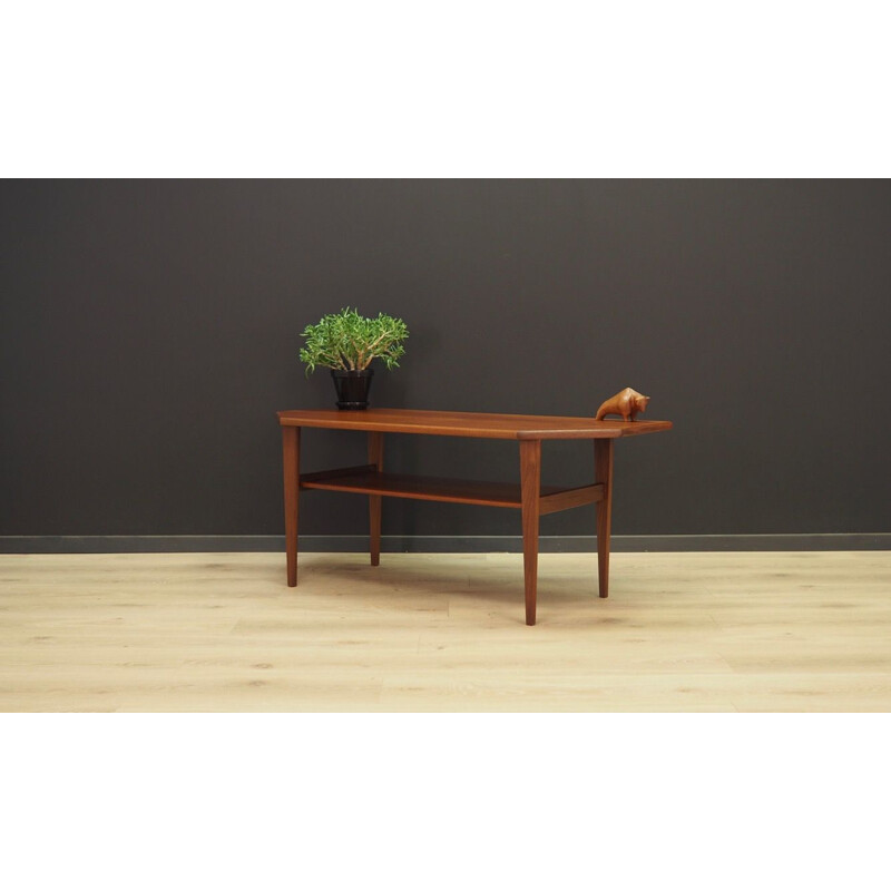 Table basse vintage en teck et bois massif scandinave 1970