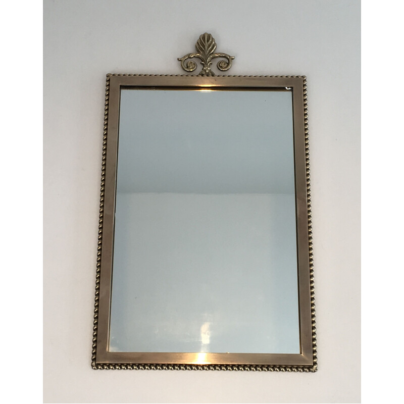 Small Vintage Neoclassical Brass Mirror 1970