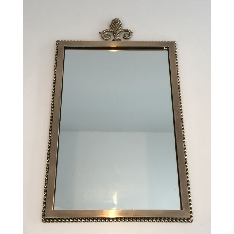 Small Vintage Neoclassical Brass Mirror 1970