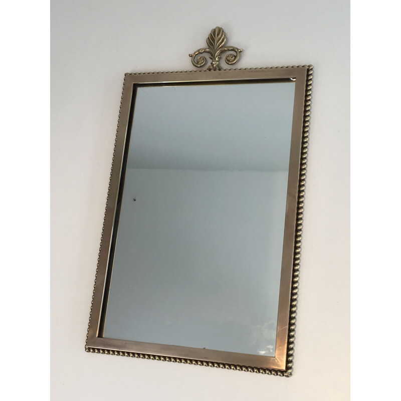 Small Vintage Neoclassical Brass Mirror 1970