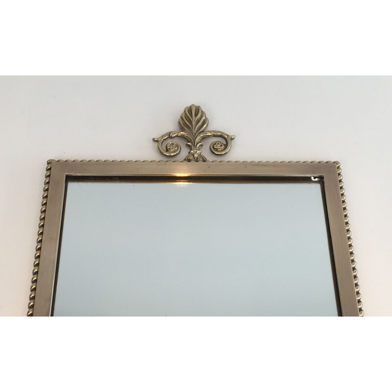 Small Vintage Neoclassical Brass Mirror 1970