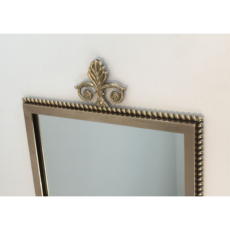 Small Vintage Neoclassical Brass Mirror 1970