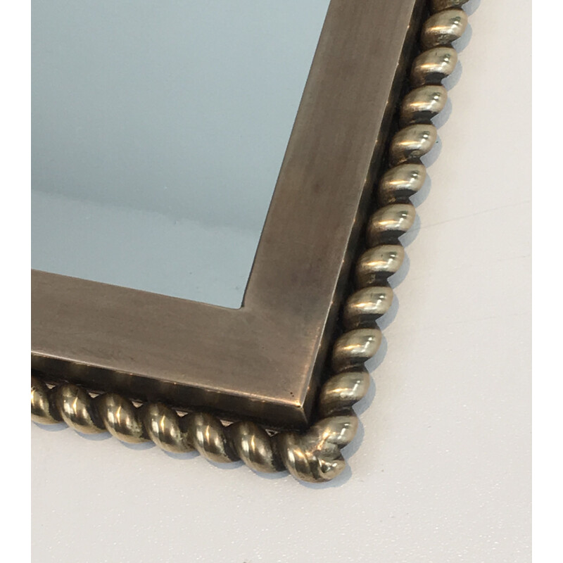 Small Vintage Neoclassical Brass Mirror 1970