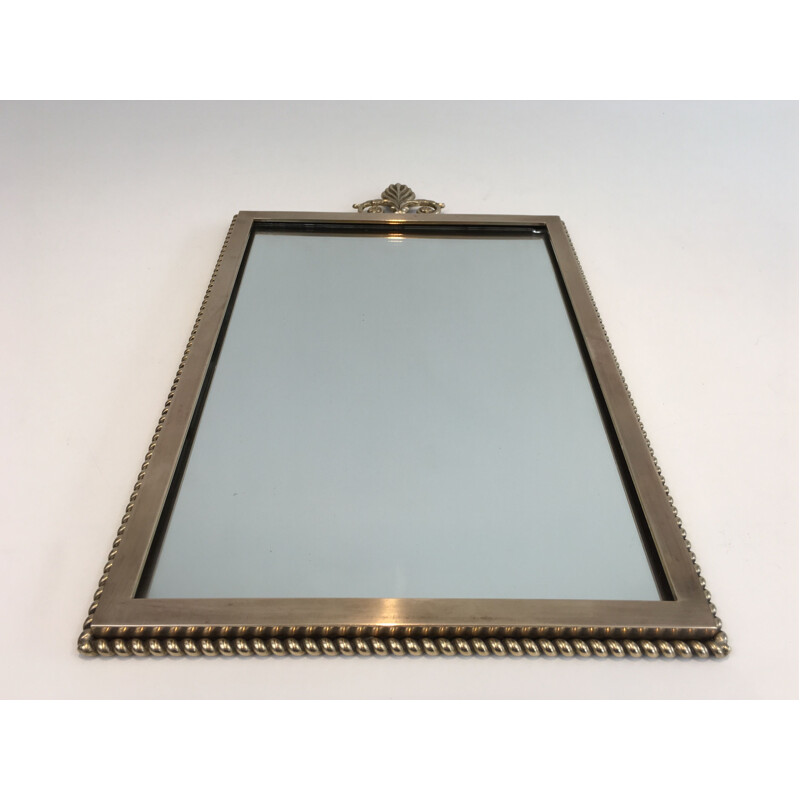 Small Vintage Neoclassical Brass Mirror 1970