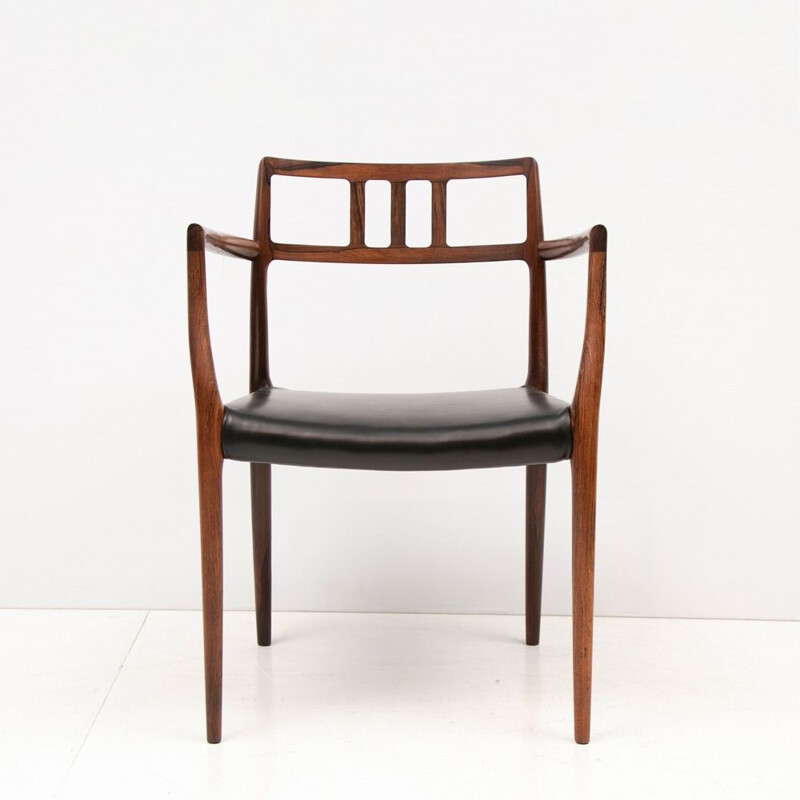 Vintage Rosewood and Leather armchair Model 64 by Niels O. Møller Danish 1966