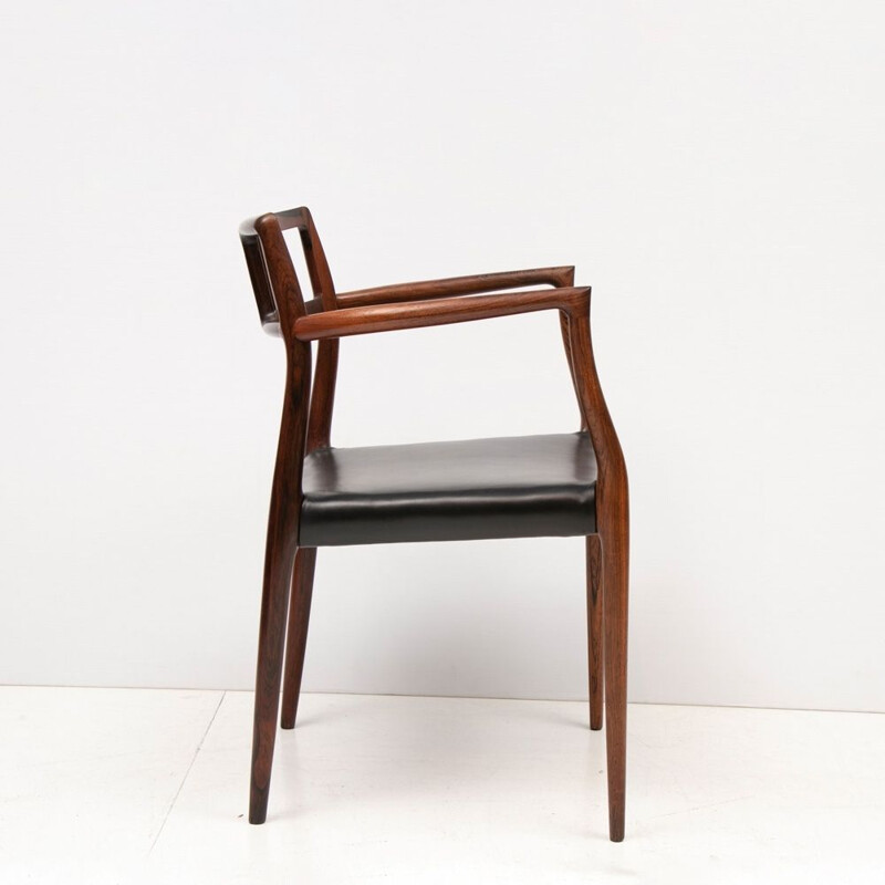 Vintage Rosewood and Leather armchair Model 64 by Niels O. Møller Danish 1966