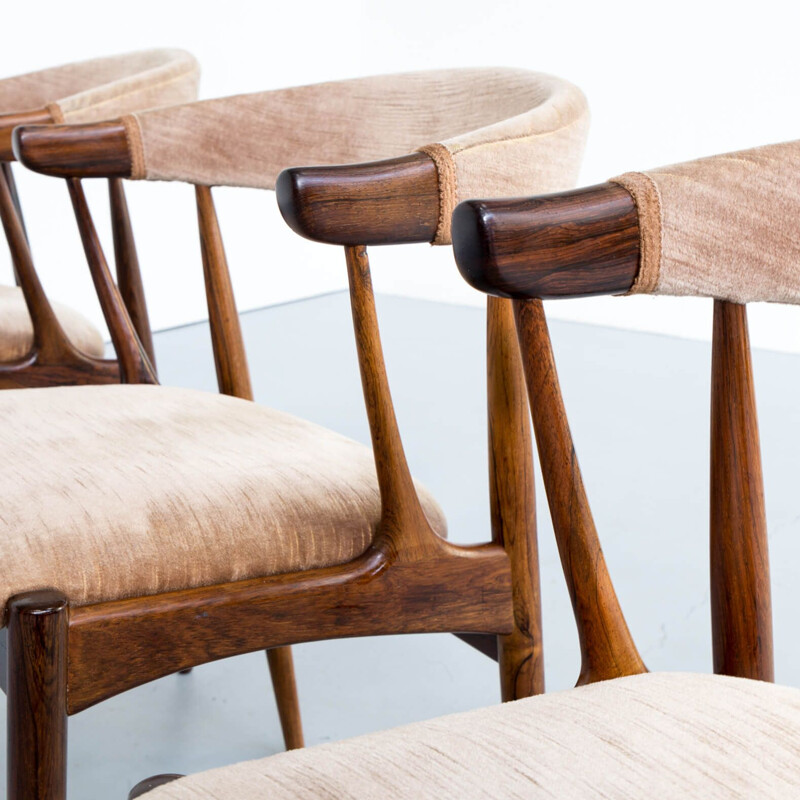 set of 4 Vintage cowhorn chairs for brdr Andersens Mobelfabrik 1960s
