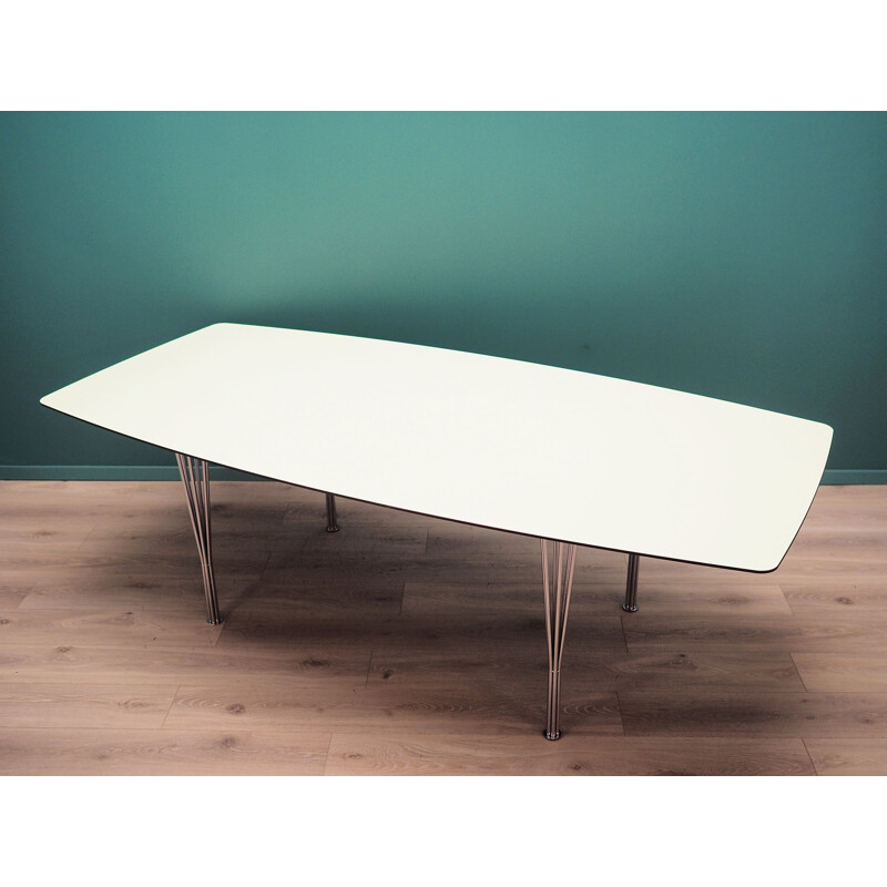 Table de conférence vintage blanche danoise par Lau Lauritsen 1960