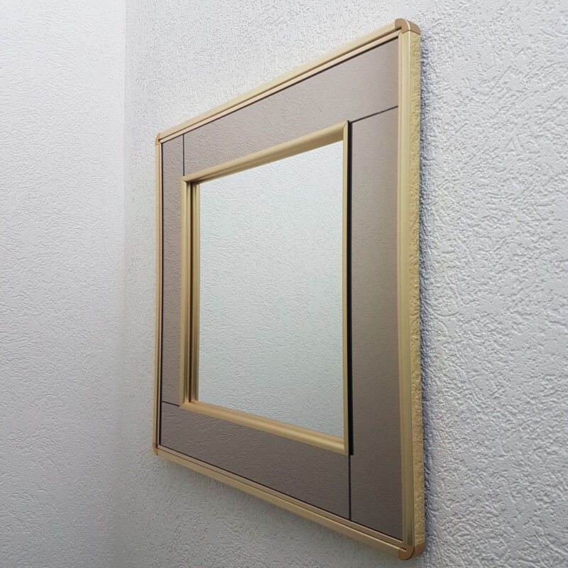 Vintage Gold plated mirror with smoked and clear mirror glass by Belgo Chrom, 1980s