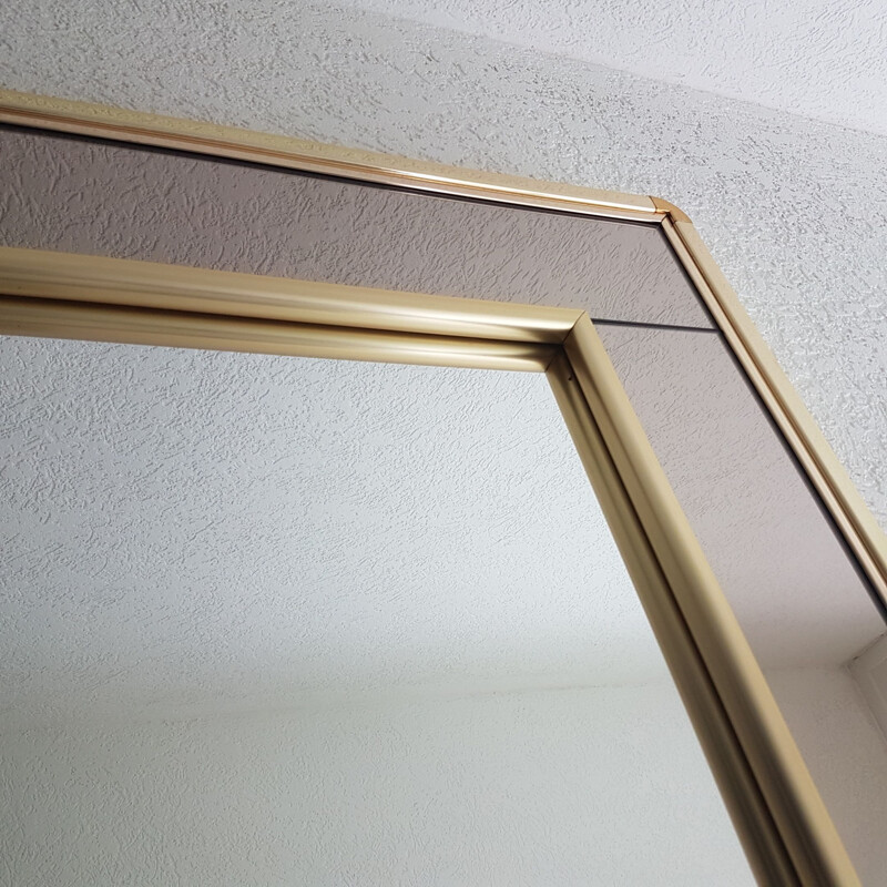 Vintage Gold plated mirror with smoked and clear mirror glass by Belgo Chrom, 1980s