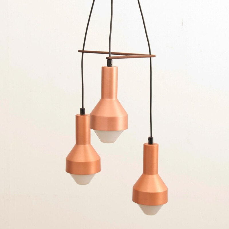 Vintage anodized copper chandelier by Tapio Wirkkala for Idman