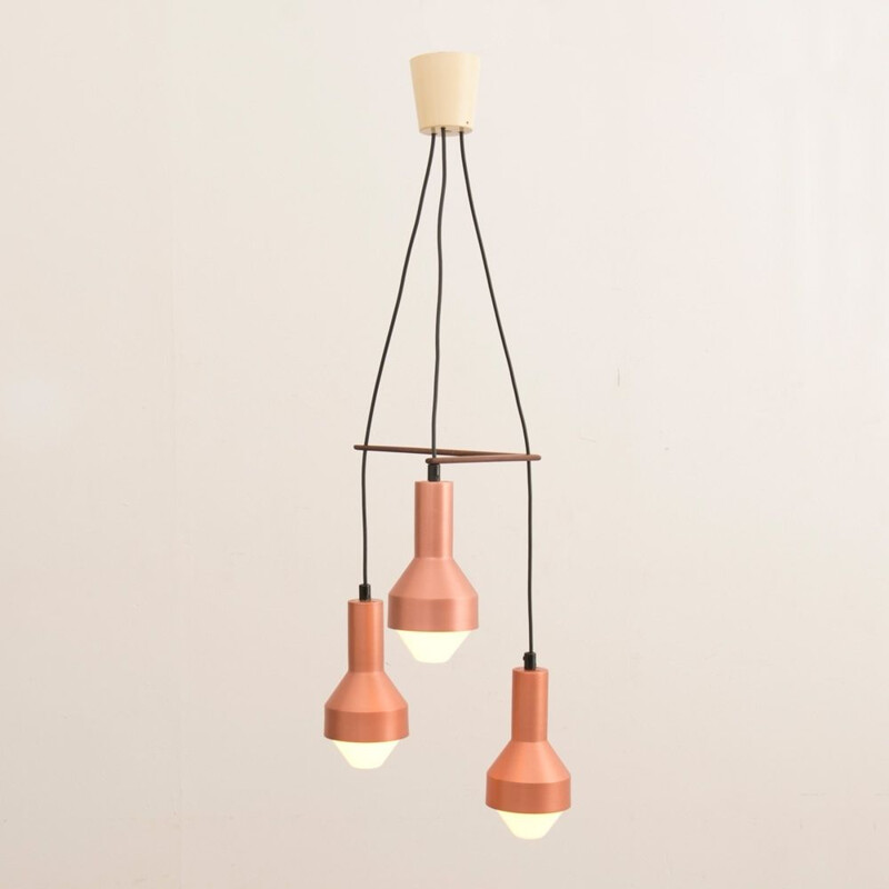 Vintage anodized copper chandelier by Tapio Wirkkala for Idman