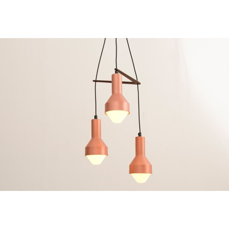 Vintage anodized copper chandelier by Tapio Wirkkala for Idman