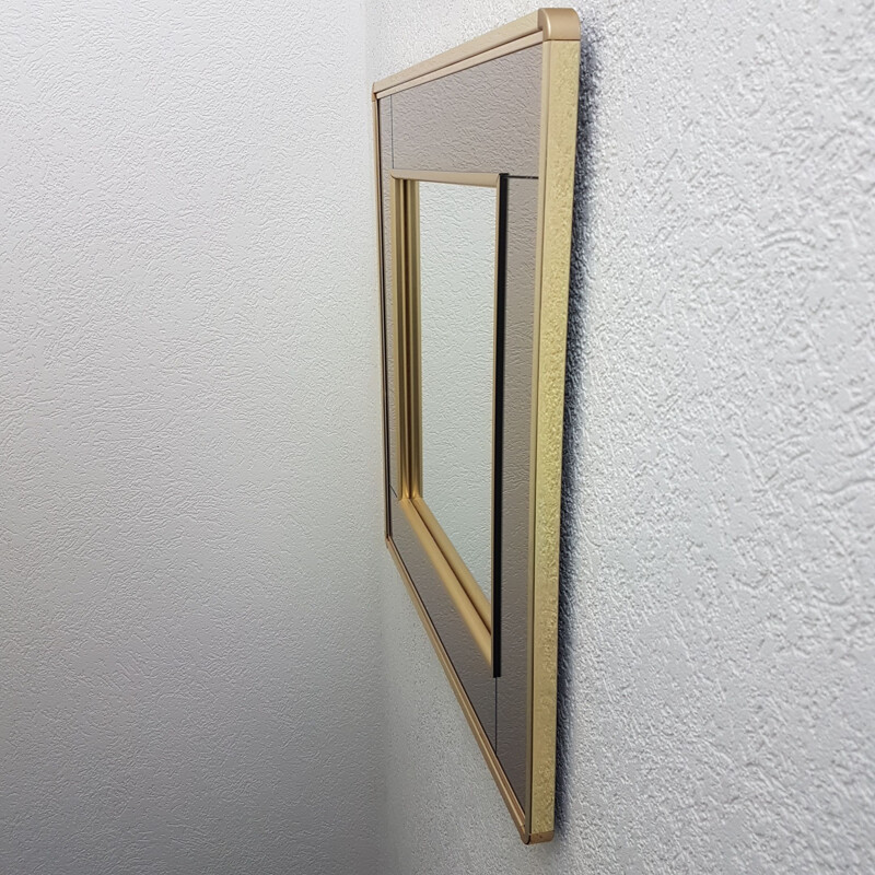 Vintage Gold plated mirror with smoked and clear mirror glass by Belgo Chrom, 1980s