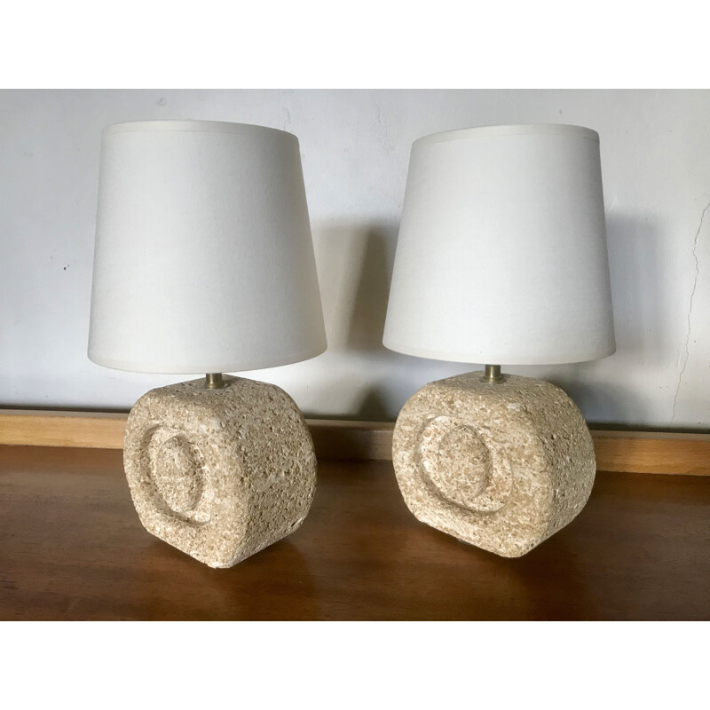 Pair of vintage stone lamps