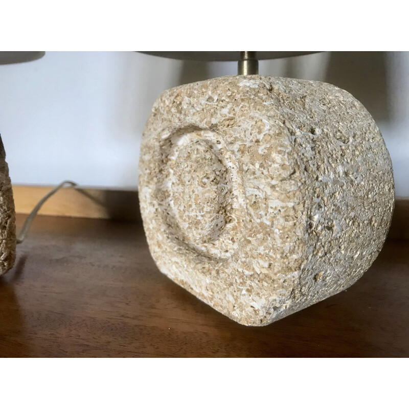 Pair of vintage stone lamps