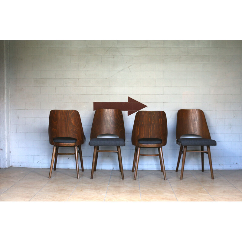 Ensemble de 4 chaises vintage, Ton 1960