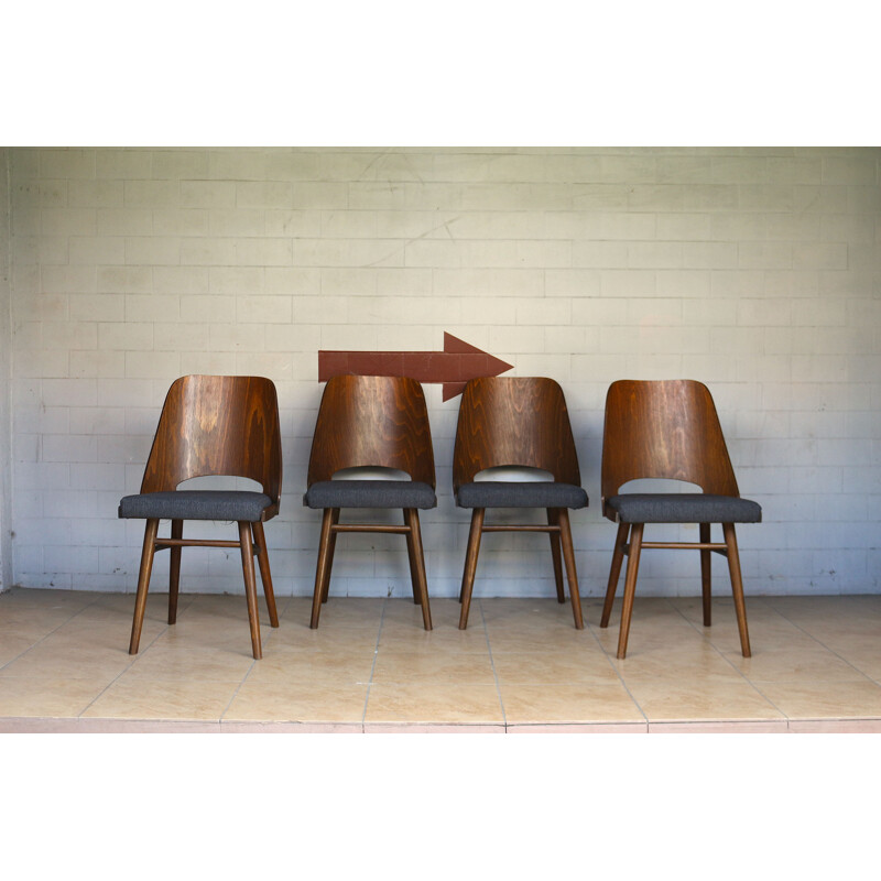 Ensemble de 4 chaises vintage, Ton 1960