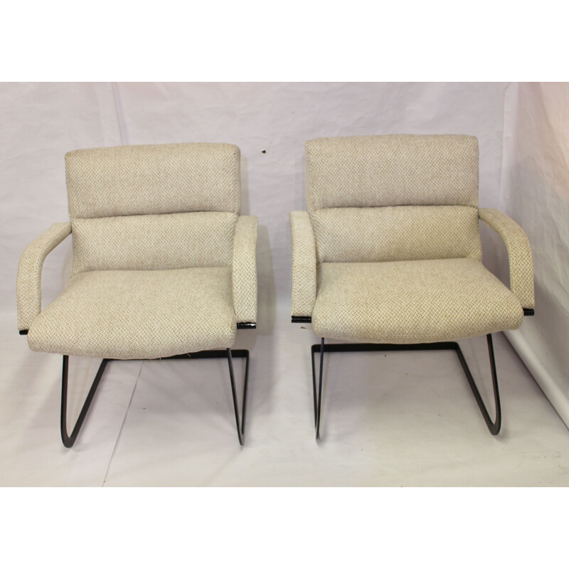 Pair of vintage Bauhaus steel armchairs 1960