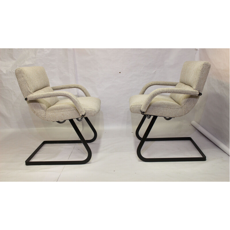 Pair of vintage Bauhaus steel armchairs 1960