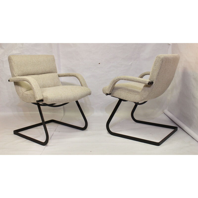 Pair of vintage Bauhaus steel armchairs 1960