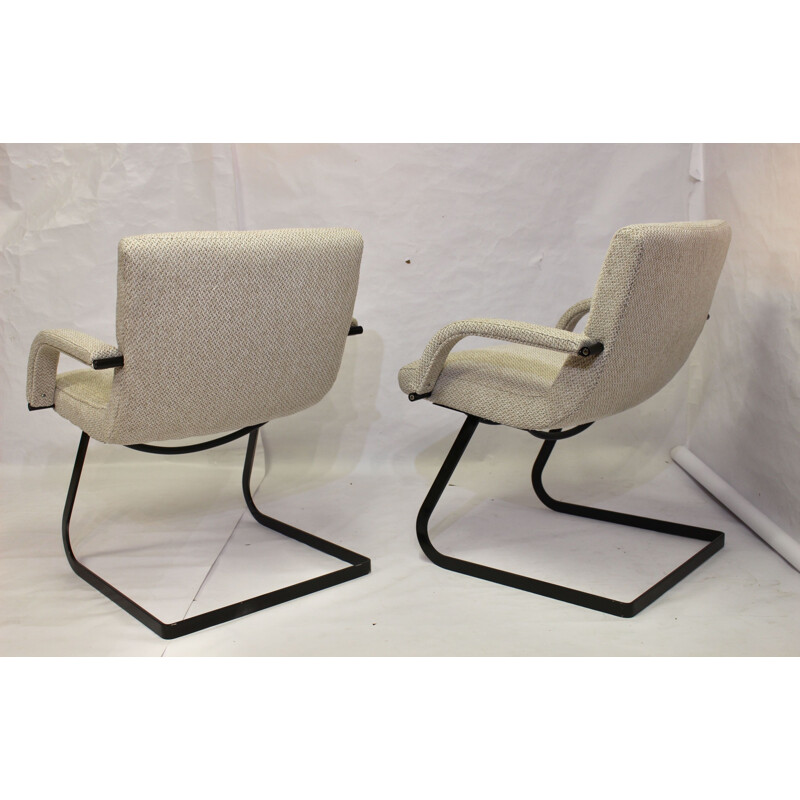 Pair of vintage Bauhaus steel armchairs 1960