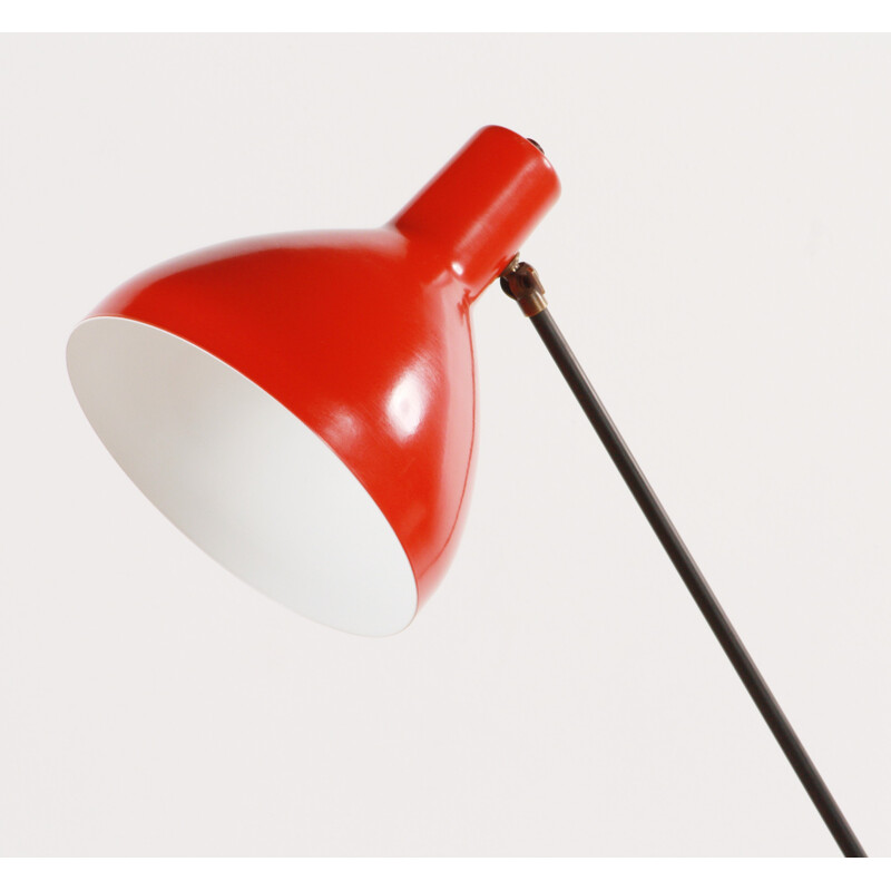 Mid century floor lamp in black and red metal - 1960s