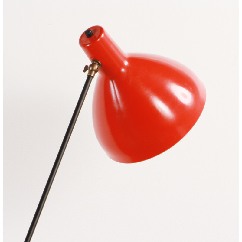 Mid century floor lamp in black and red metal - 1960s