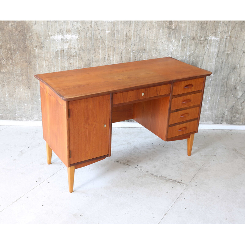 Vintage desk Teak Schreibtisch Danish 1950s 