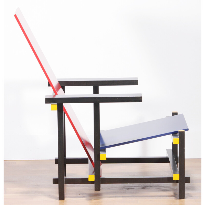 Chaise Cassina "Rouge et bleue" vintage, Gerrit RIETVELD - 1973 