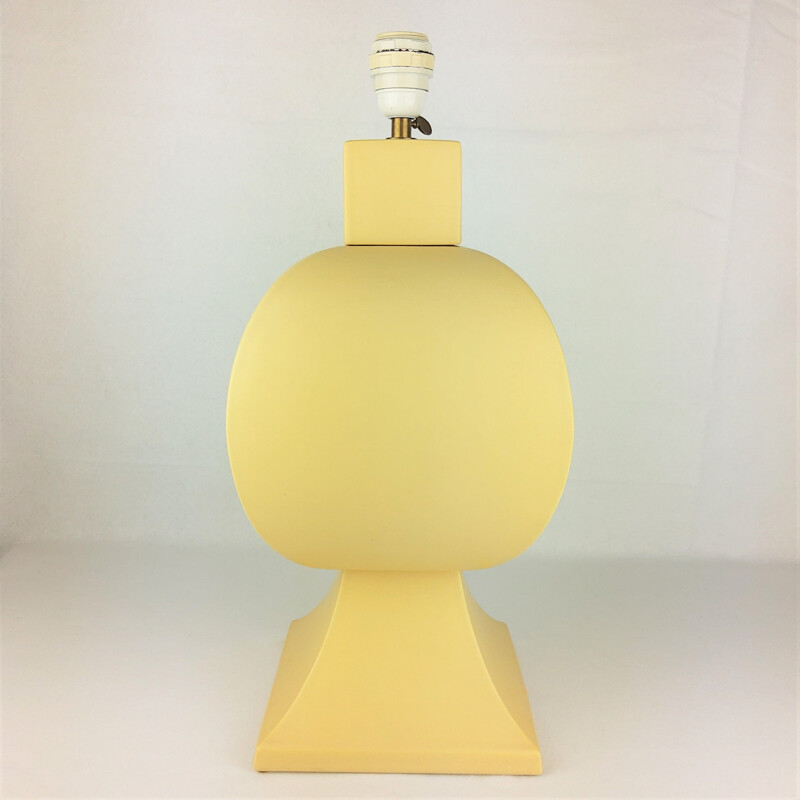 Lampada vintage in ceramica gialla della Faïencerie de Charolles, 1980