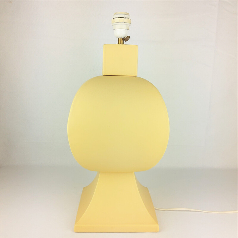 Lampe vintage en céramique jaune de Faïencerie de Charolles, 1980