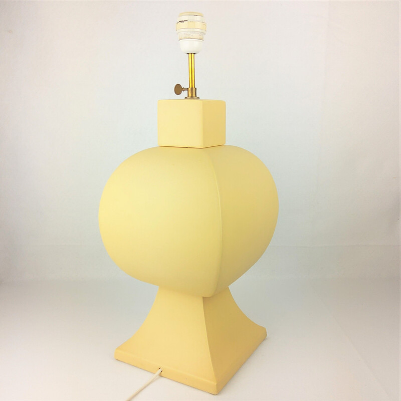 Lampada vintage in ceramica gialla della Faïencerie de Charolles, 1980