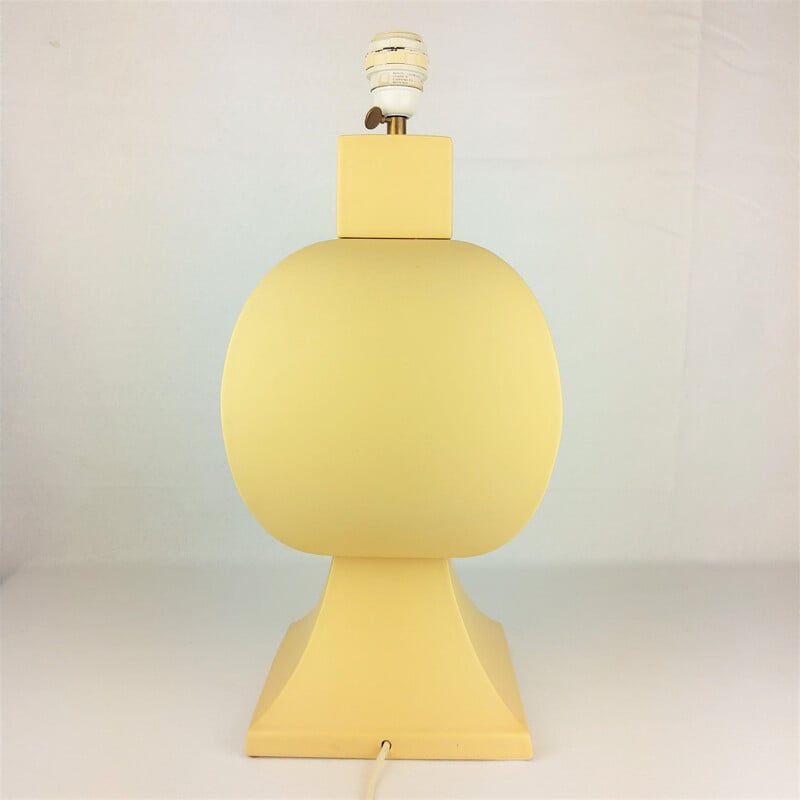 Lampe vintage en céramique jaune de Faïencerie de Charolles, 1980