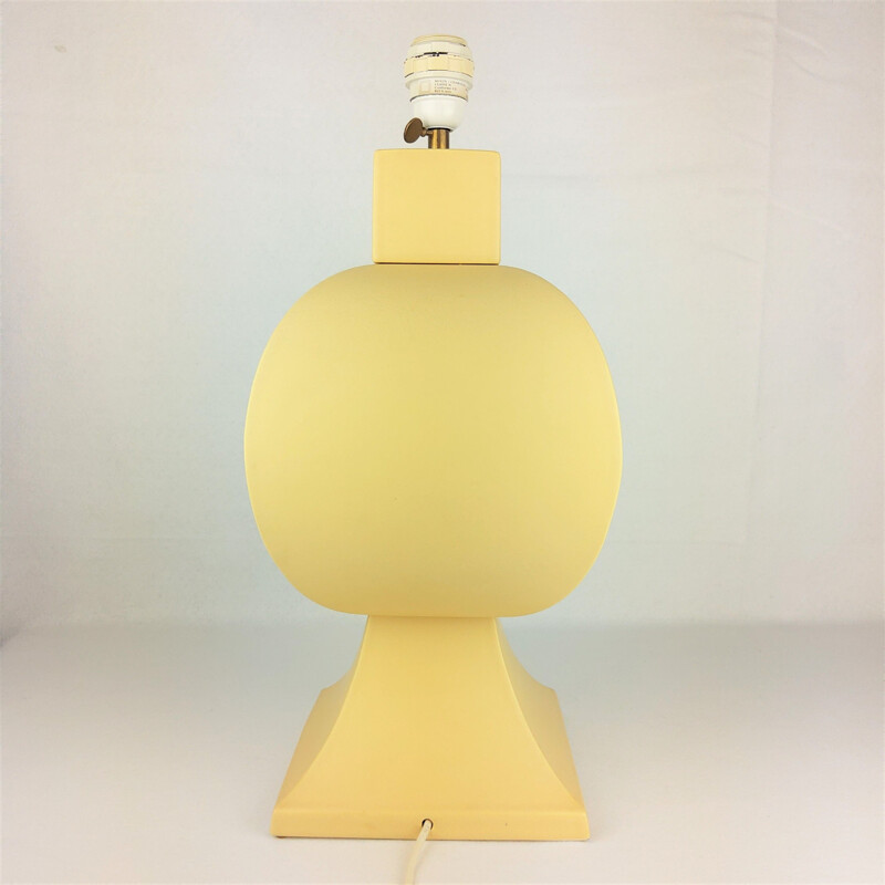 Vintage yellow ceramic lamp by Faïencerie de Charolles, 1980