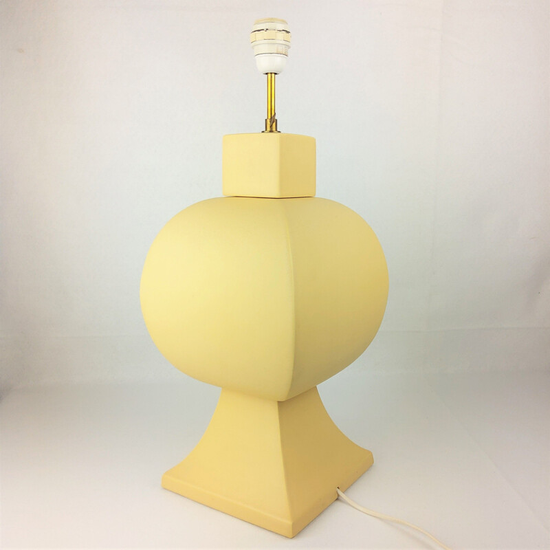 Vintage gele keramische lamp van Faïencerie de Charolles, 1980