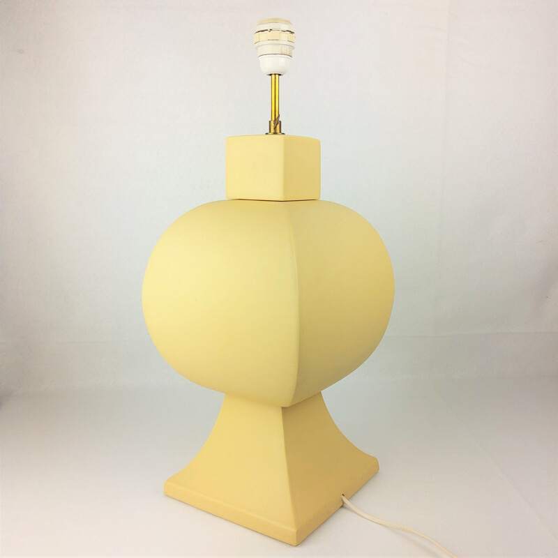 Vintage yellow ceramic lamp by Faïencerie de Charolles, 1980