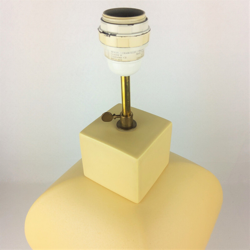 Vintage yellow ceramic lamp by Faïencerie de Charolles, 1980