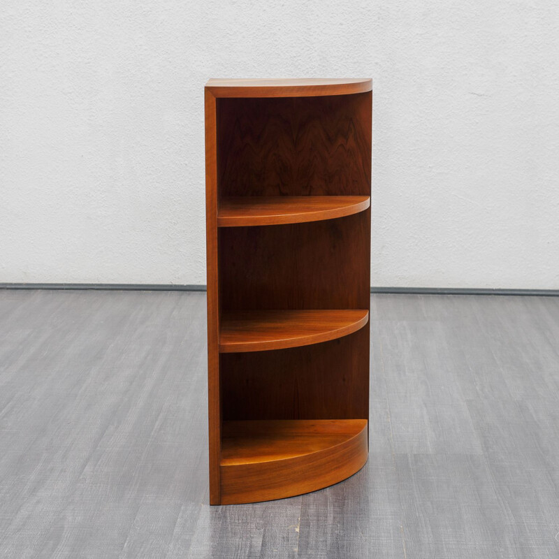 Vintage corner bookcase, walnut 1950s