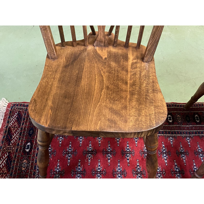 Suite of 4 vintage  English oak chairs 1950's