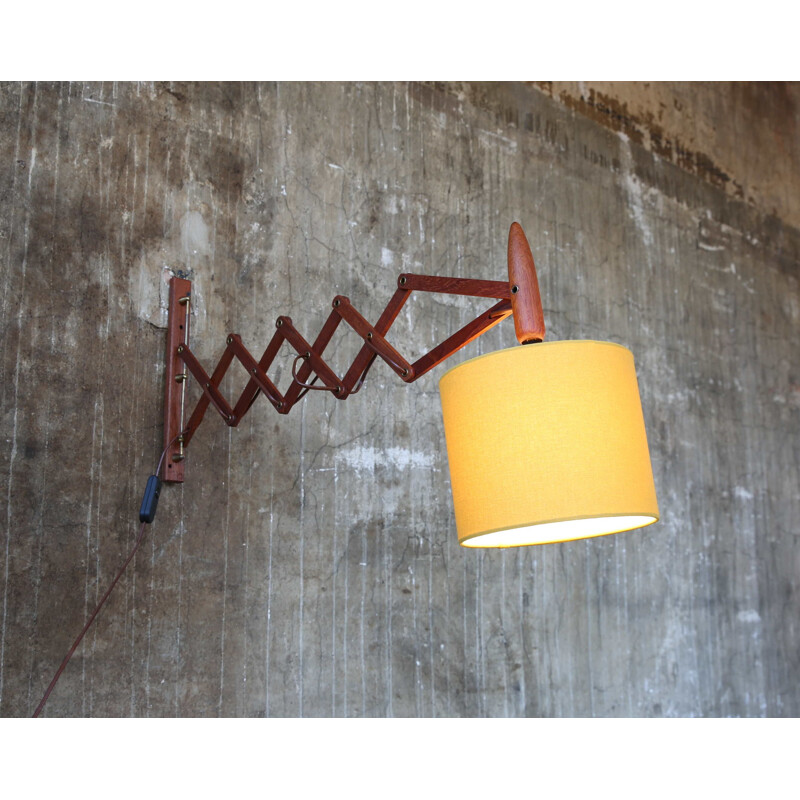 Vintage Scherenlampe wall lamp Teak  Danish 1960s 