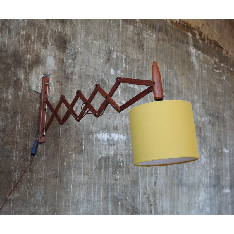 Vintage Scherenlampe wall lamp Teak  Danish 1960s 