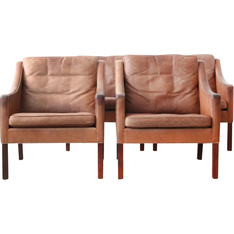 Set of 4 Scandinavian "2207" armchairs, Borge MOGENSEN - 1950s