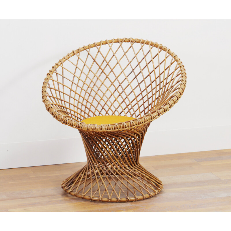 Mid-century Dutch Rohé Noordwolde rattan chair - 1950s