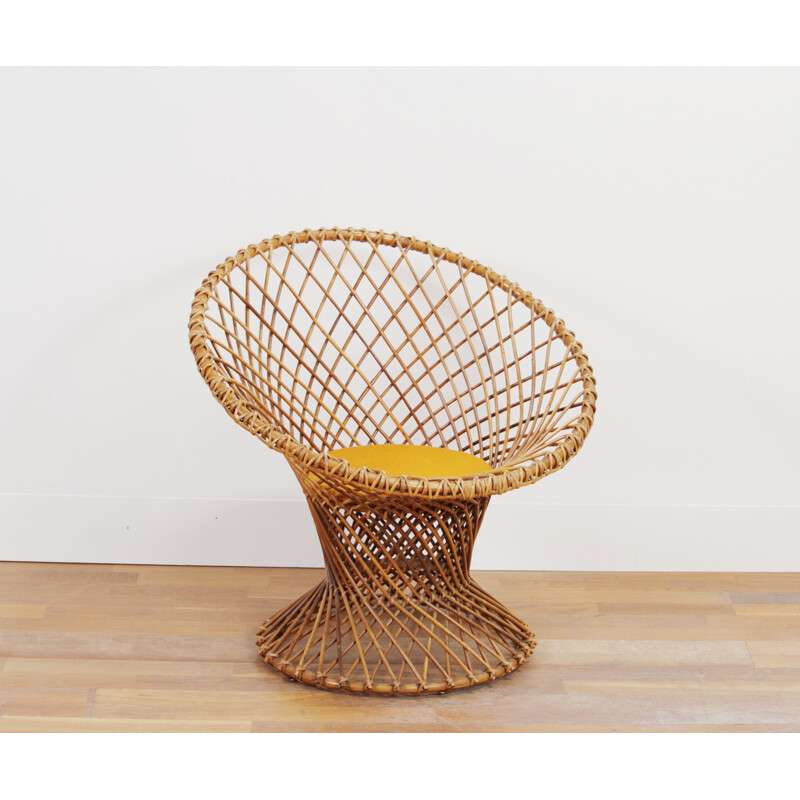 Mid-century Dutch Rohé Noordwolde rattan chair - 1950s