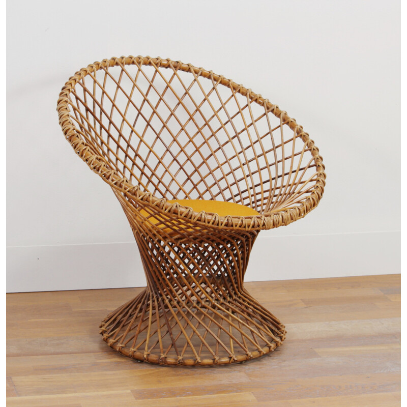 Mid-century Dutch Rohé Noordwolde rattan chair - 1950s